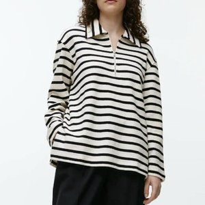 Arket Striped Jersey Polo Shirt - sz M